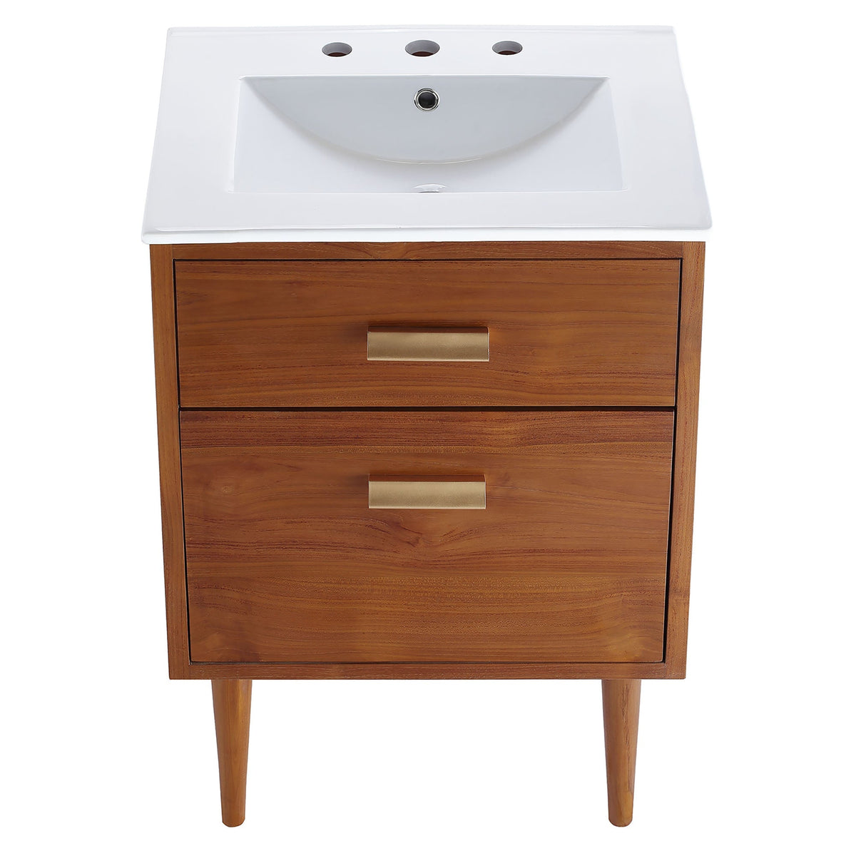 Cassia 24in bathroom vanity with white sink and warm wood cabinet by Modway on Tampa Home & Garden Store