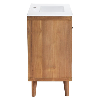 Birdie 36in bathroom vanity white countertop and natural wood cabinet suite HouseOfZazla on Tampa Home & Garden Store