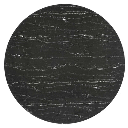 Lippa 60-inch round faux marble dining table black veining on Tampa Home & Garden Store