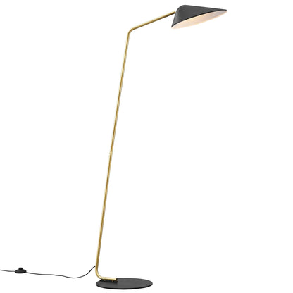 Journey standing floor lamp by Modway with brass arc stem and black shade on Tampa Home & Garden Store