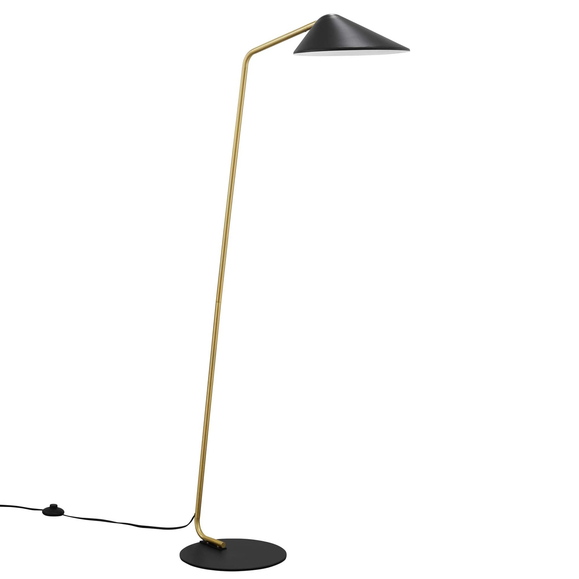 Journey Standing Floor Lamp with gold stem and black conical shade by Modway, HouseOfZazla on Tampa Home & Garden Store