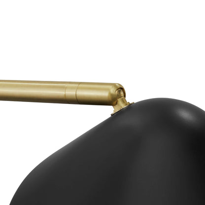 Journey standing floor lamp with brass arm and black shade on Tampa Home & Garden Store