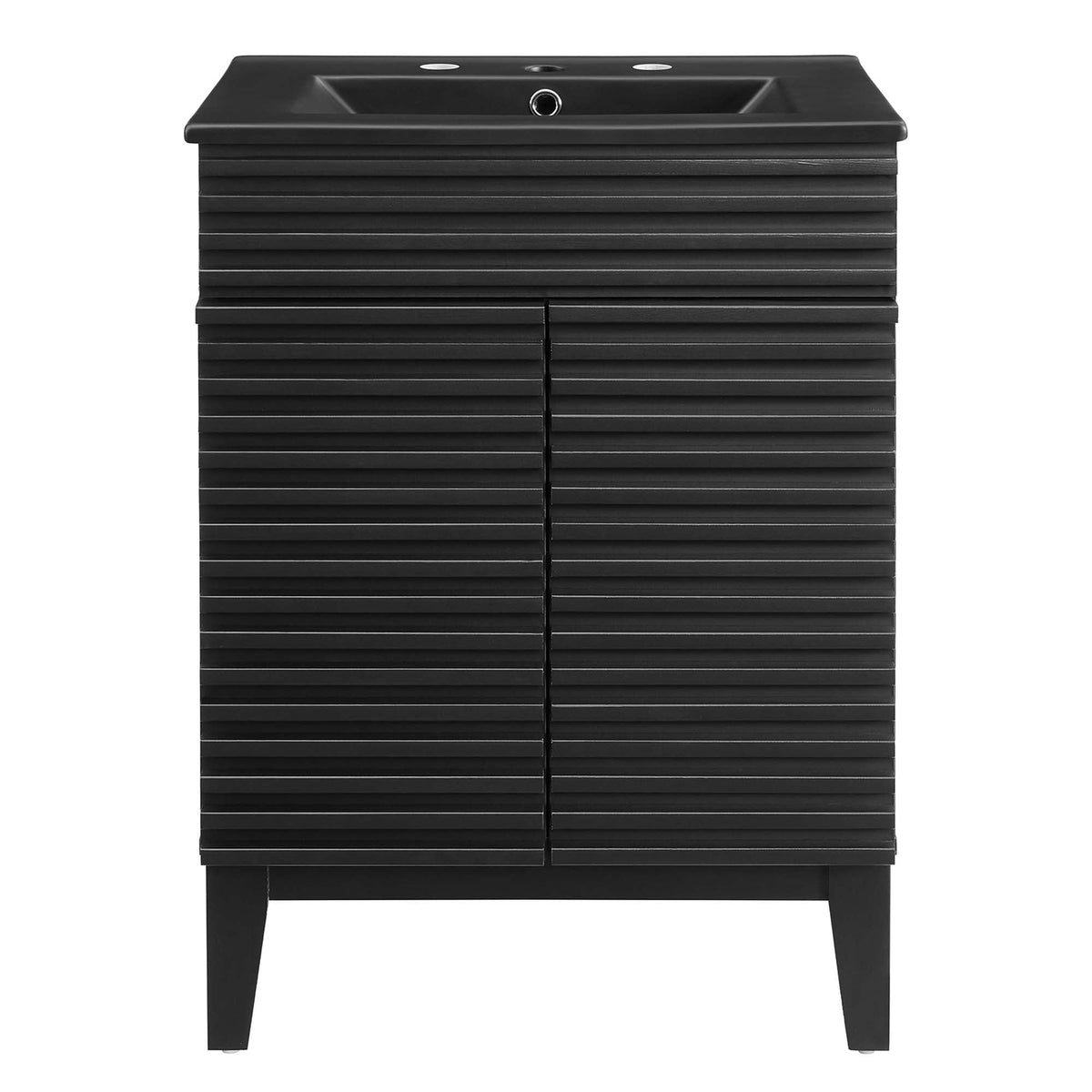 Render bathroom vanity by Modway, black slatted vanity base with integrated sink on Tampa Home & Garden Store