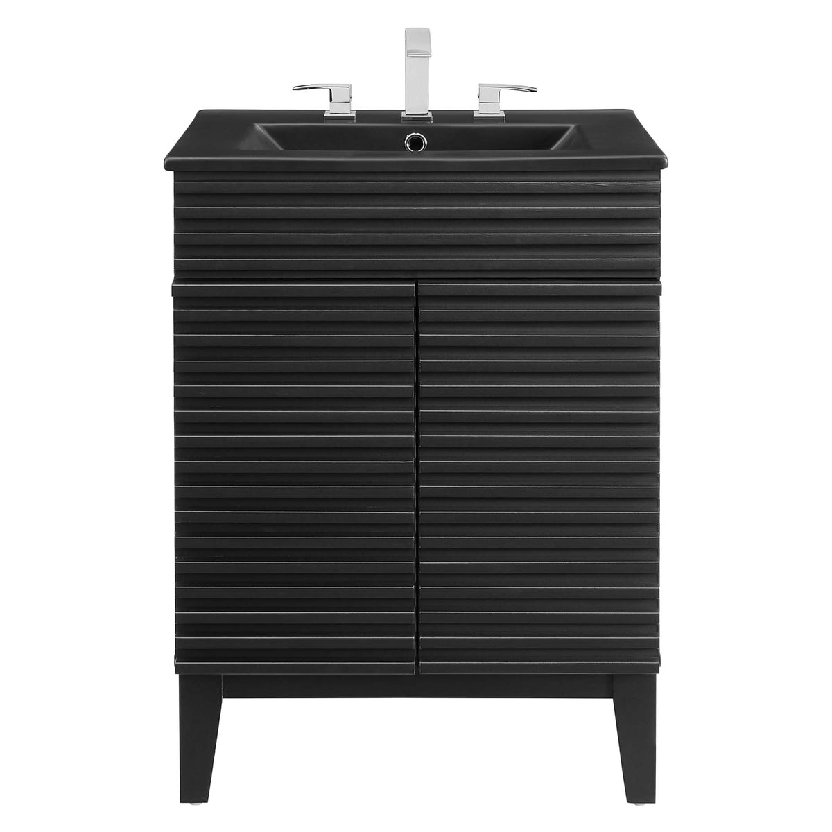 Render Bathroom Vanity by Modway, black ribbed cabinet with chrome faucet HouseOfZazla suite on Tampa Home & Garden Store