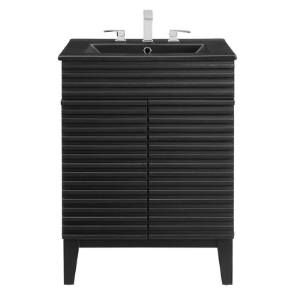 Render Bathroom Vanity by Modway, black ribbed cabinet with chrome faucet HouseOfZazla suite on Tampa Home & Garden Store