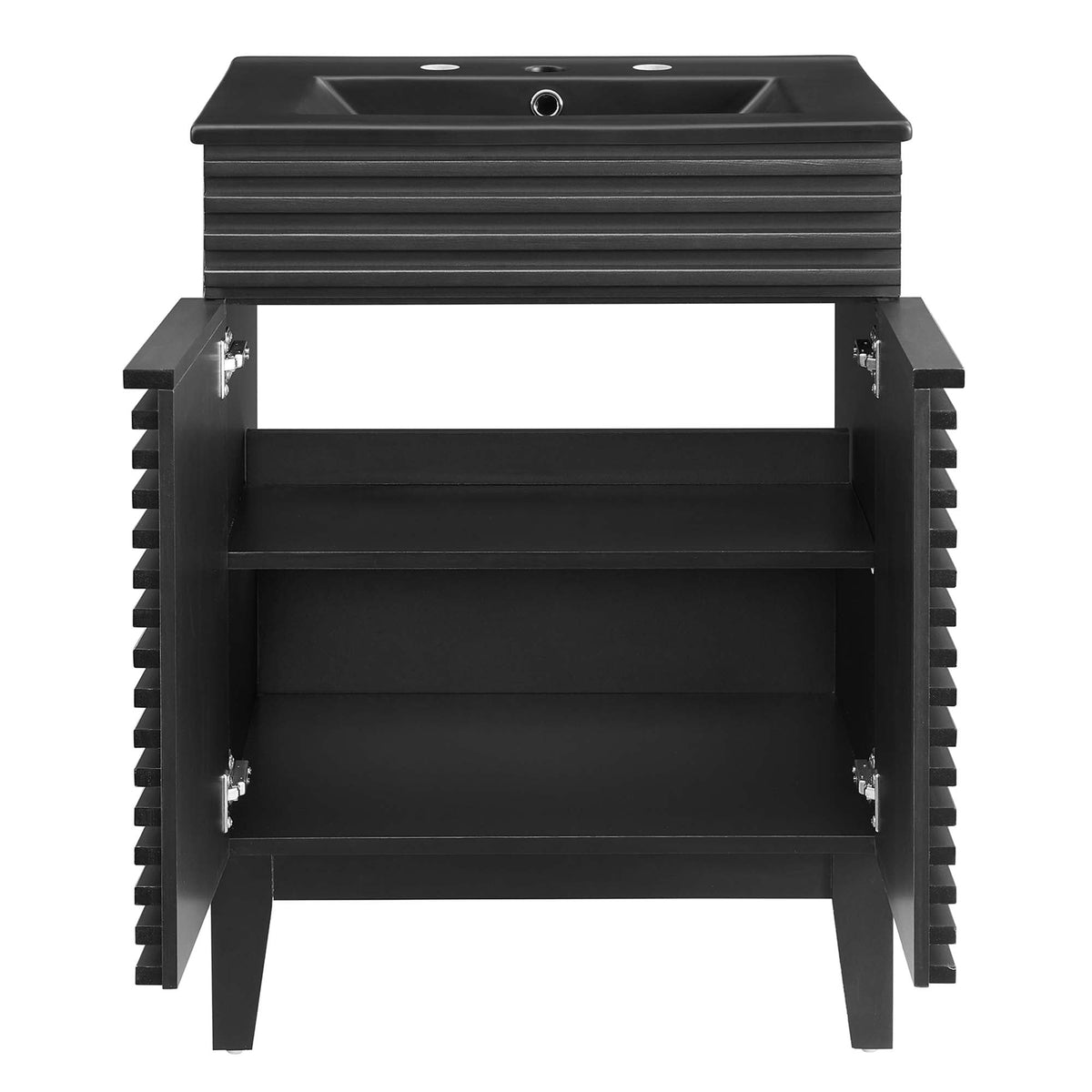 Render Bathroom Vanity by Modway, black slatted cabinet with integrated sink opening on Tampa Home & Garden Store