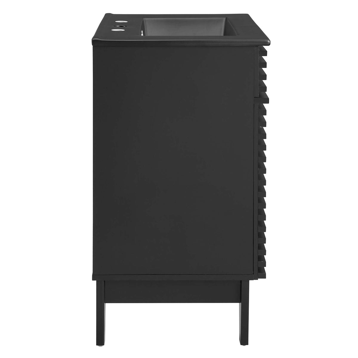 Render bathroom vanity by Modway, black with rectangular sink and slatted side on Tampa Home & Garden Store