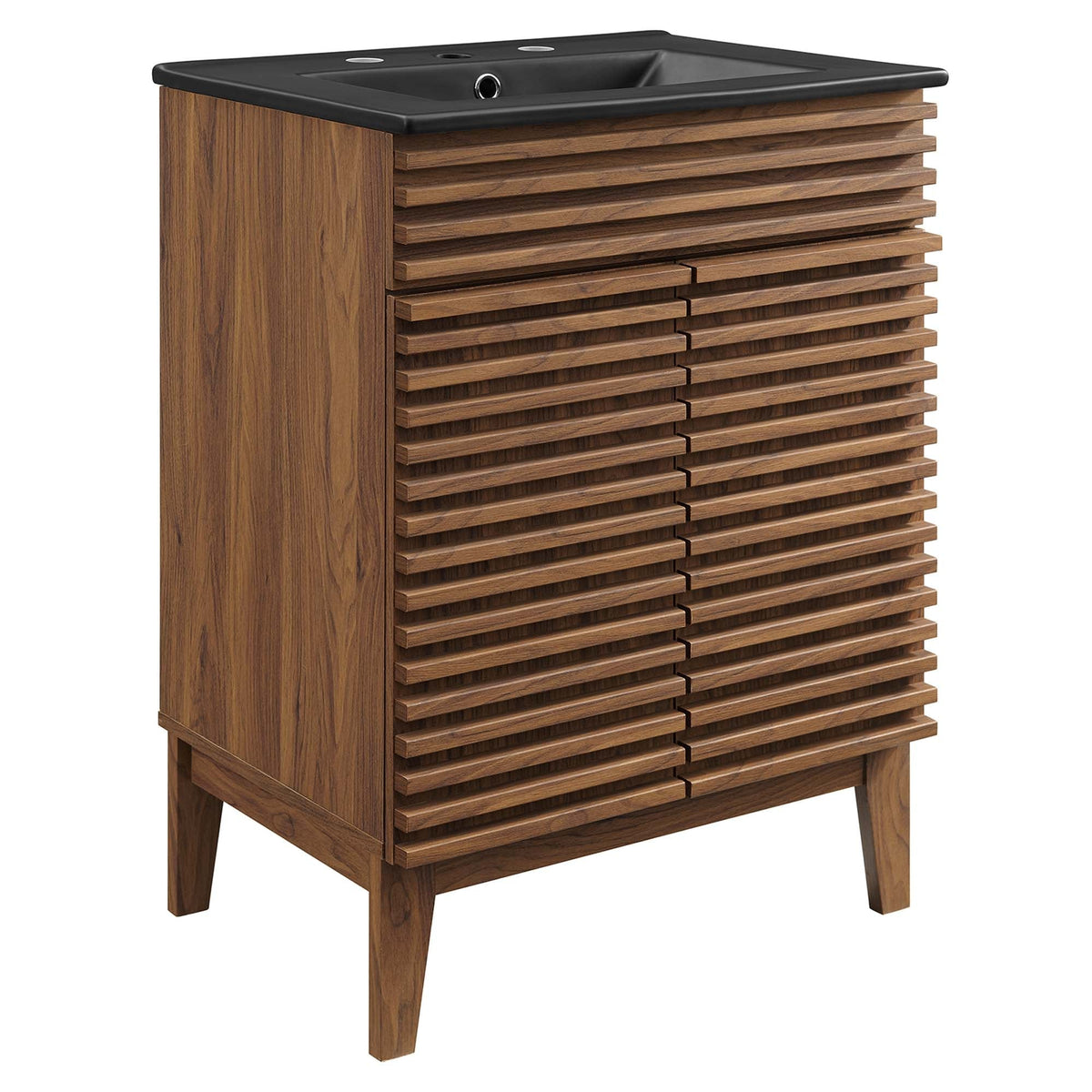 Render Bathroom Vanity by Modway, slatted cabinet with black countertop HouseOfZazla on Tampa Home & Garden Store