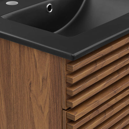 Render Bathroom Vanity by Modway with black countertop and wood slatted base on Tampa Home & Garden Store