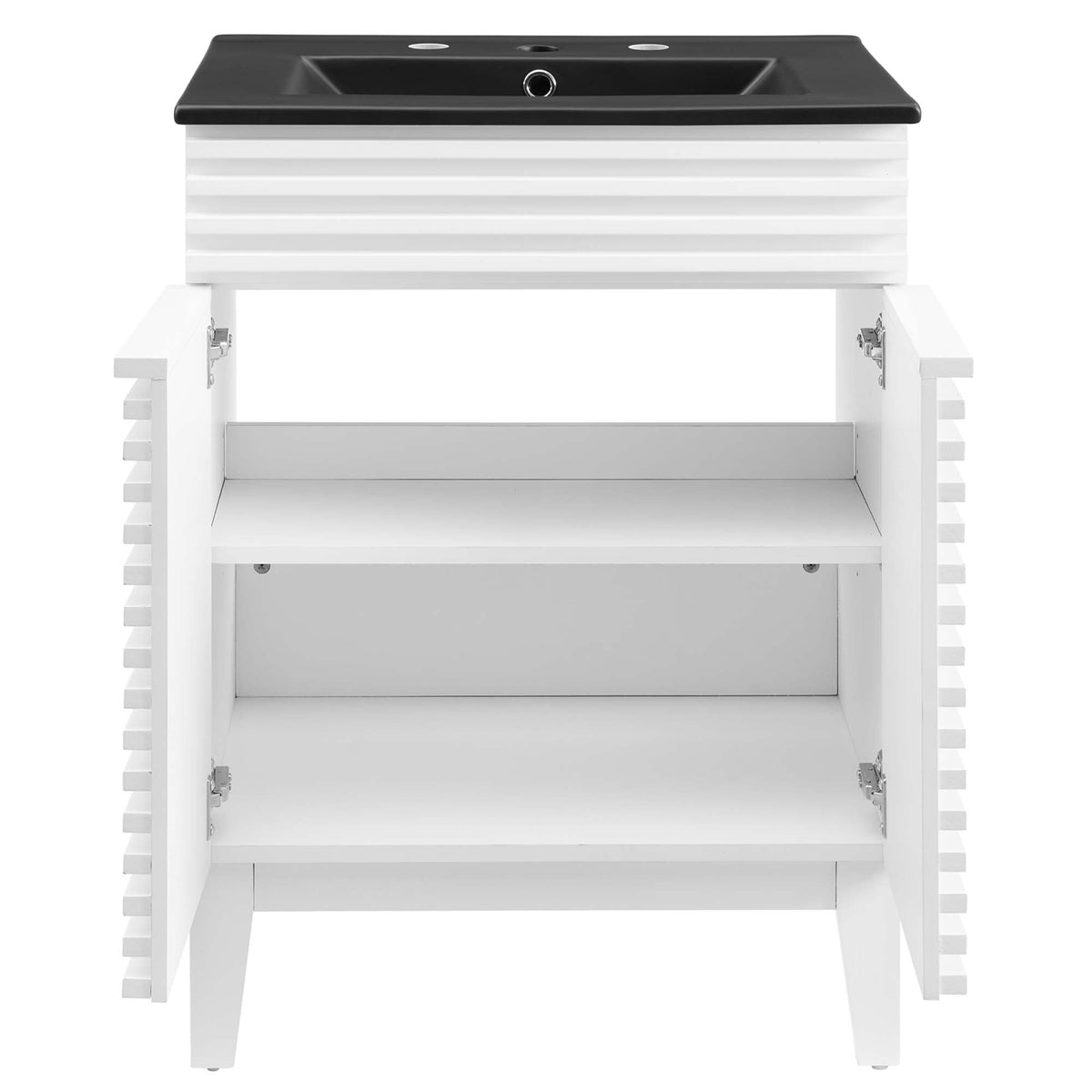 Render Bathroom Vanity by Modway, white cabinet with black top and ribbed sides, HouseOfZazla on Tampa Home & Garden Store