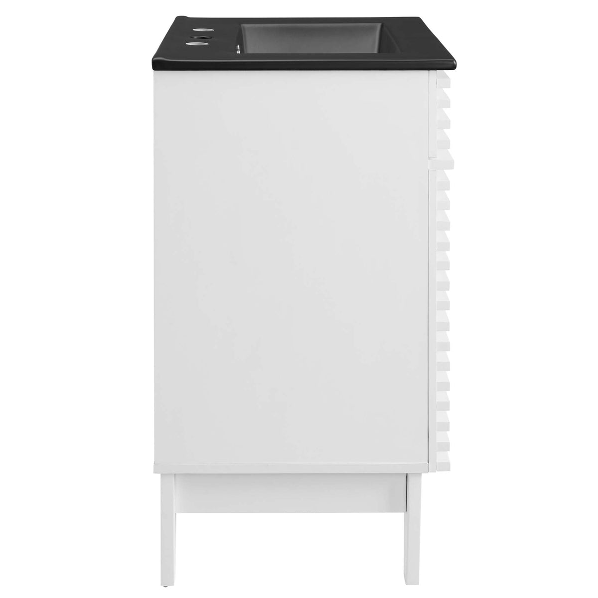 Render bathroom vanity by Modway with black top, white cabinet, inset sink on Tampa Home & Garden Store