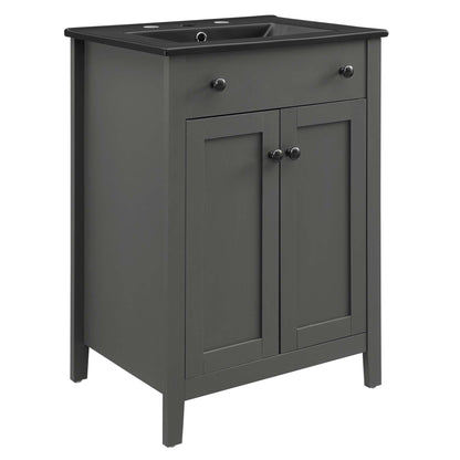 Nantucket Bathroom Vanity by Modway, gray vanity with black countertop, 2-door base on Tampa Home & Garden Store