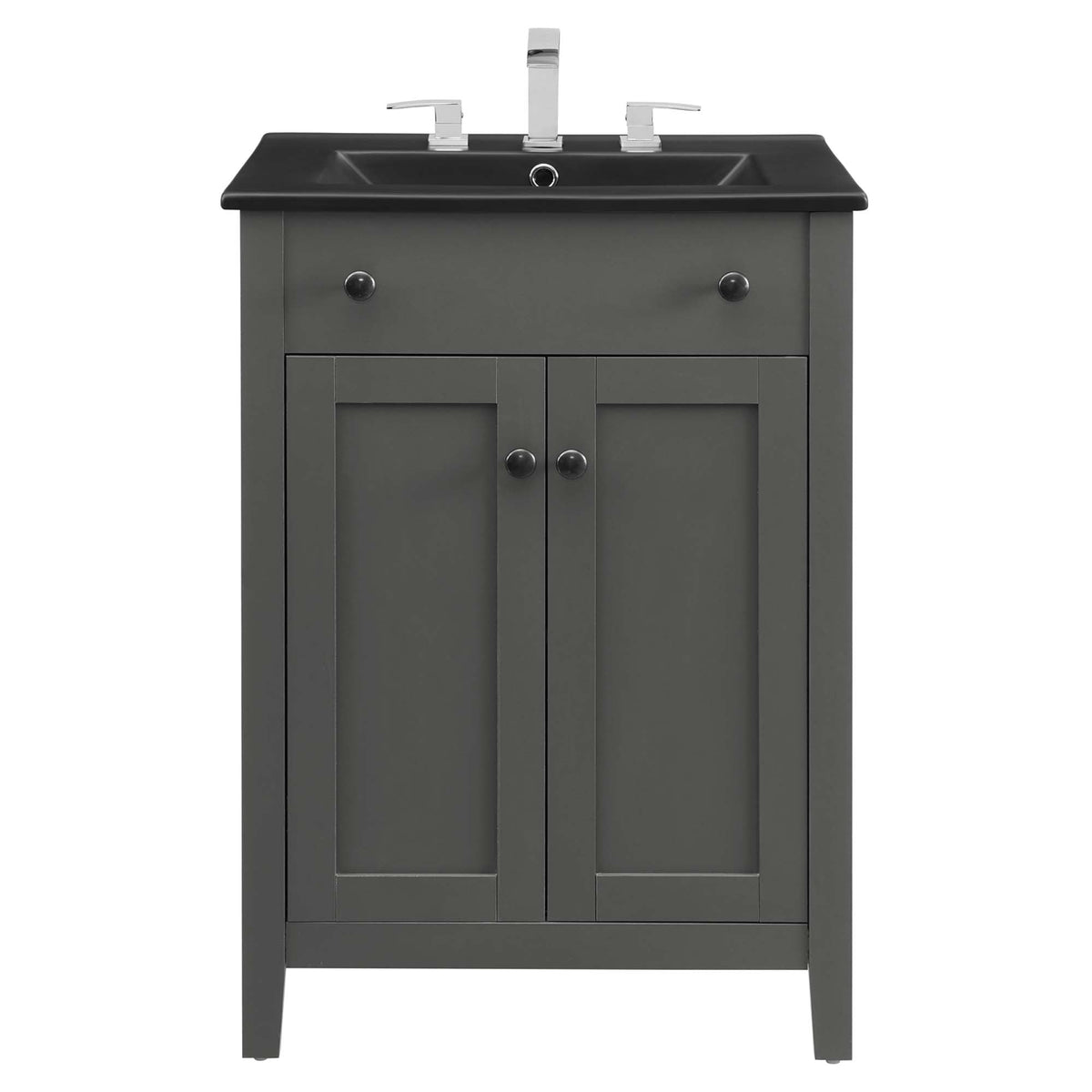 Nantucket vanity by Modway, gray cabinet with black top and chrome faucet HouseOfZazla on Tampa Home & Garden Store
