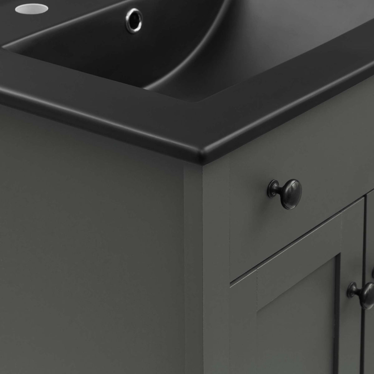 Nantucket Bathroom Vanity dark gray finish with round metal knobs on Tampa Home & Garden Store