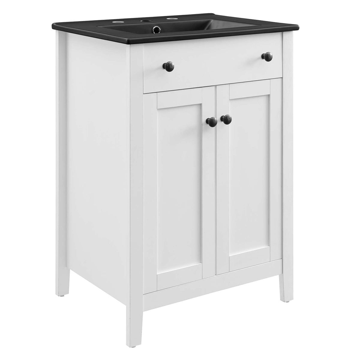 Nantucket Bathroom Vanity by Modway white cabinet with black top 1 drawer 2 doors HouseOfZazla on Tampa Home & Garden Store