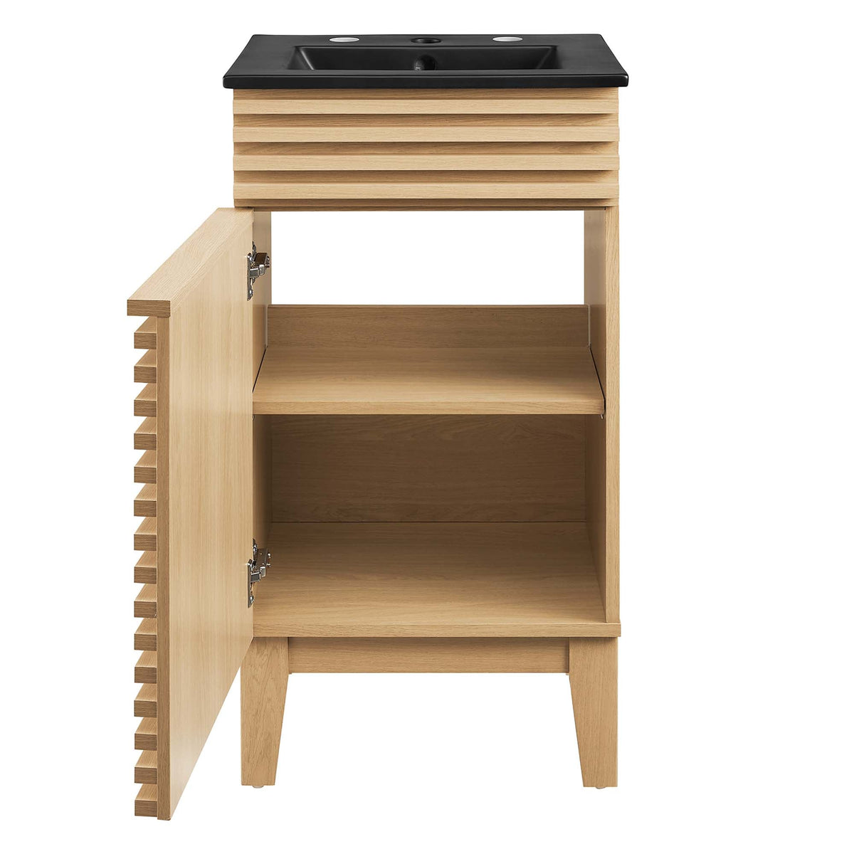 Render bathroom vanity by Modway, HouseOfZazla, with black countertop and slatted cabinet on Tampa Home & Garden Store