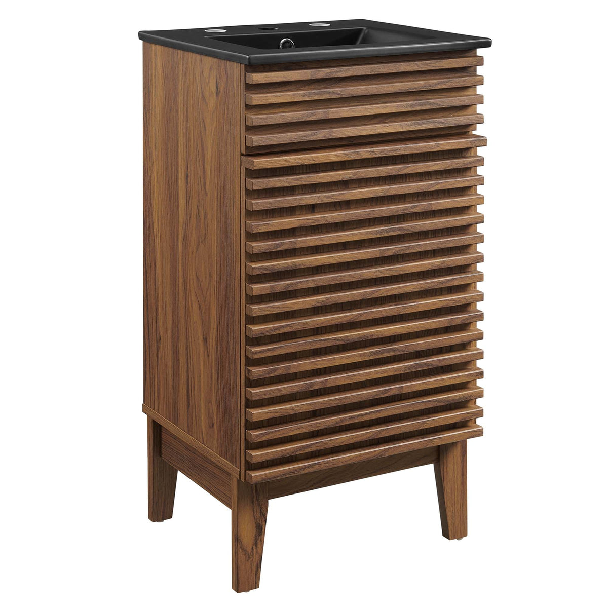 Render Bathroom Vanity by Modway wooden cabinet with black countertop and slatted front on Tampa Home & Garden Store