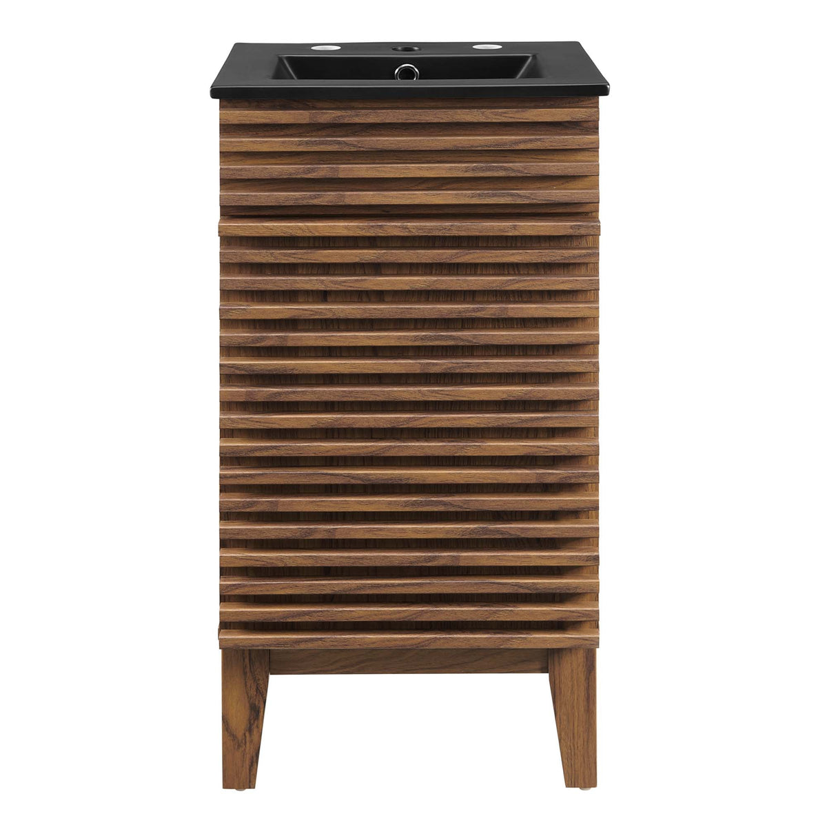 Render Bathroom Vanity by Modway with black countertop and warm wood slatted base on Tampa Home & Garden Store