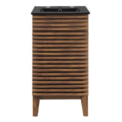 Render Bathroom Vanity by Modway with black countertop and warm wood slatted base on Tampa Home & Garden Store