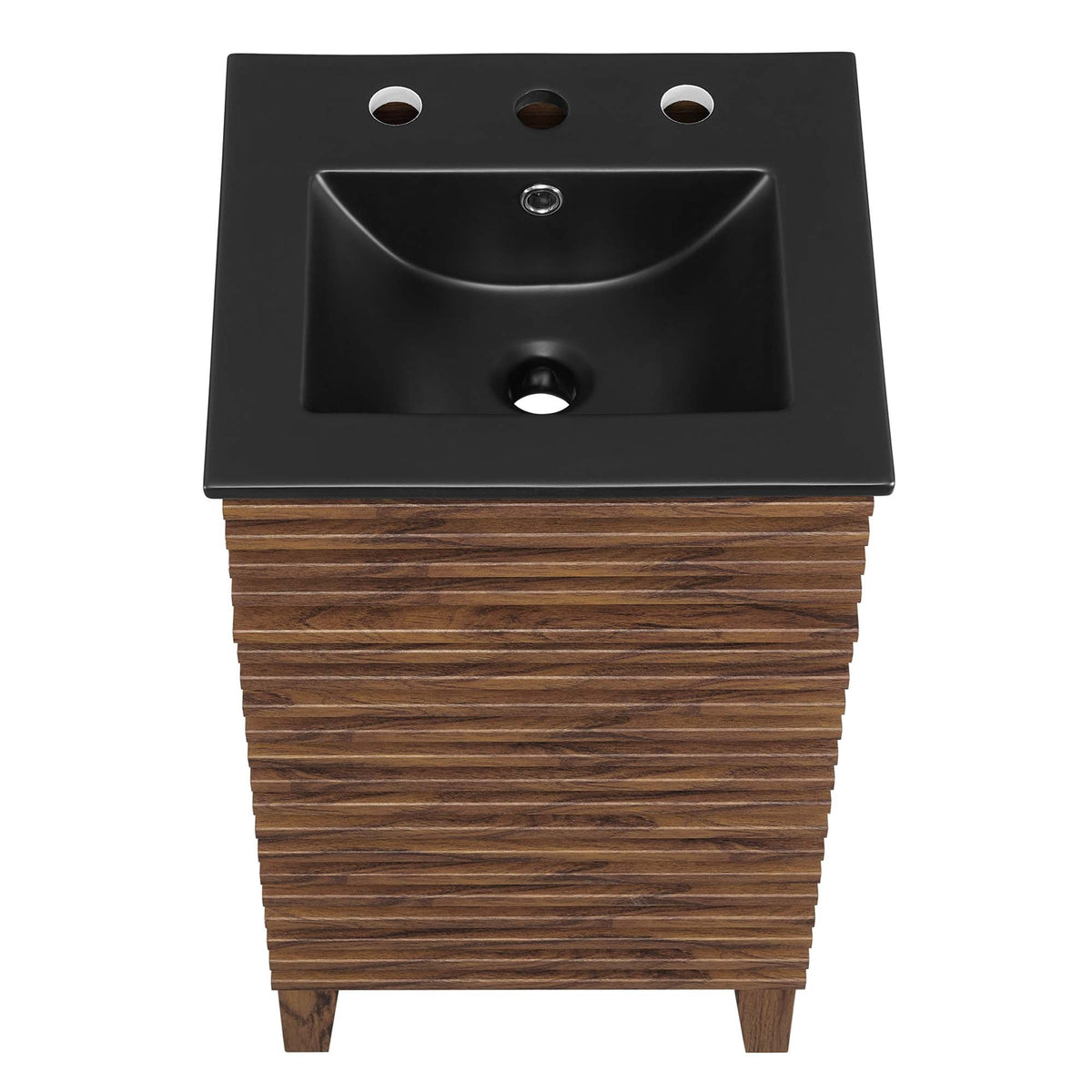 Render Bathroom Vanity by Modway: black sink on dark top with three faucet holes, wood base on Tampa Home & Garden Store