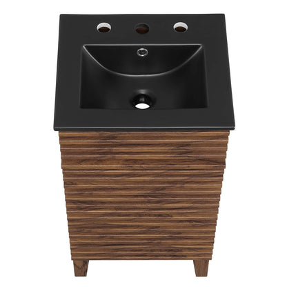 Render Bathroom Vanity by Modway: black sink on dark top with three faucet holes, wood base on Tampa Home & Garden Store