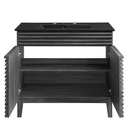 Render bathroom vanity by Modway, HouseOfZazla, dark wood base, sink opening on Tampa Home & Garden Store