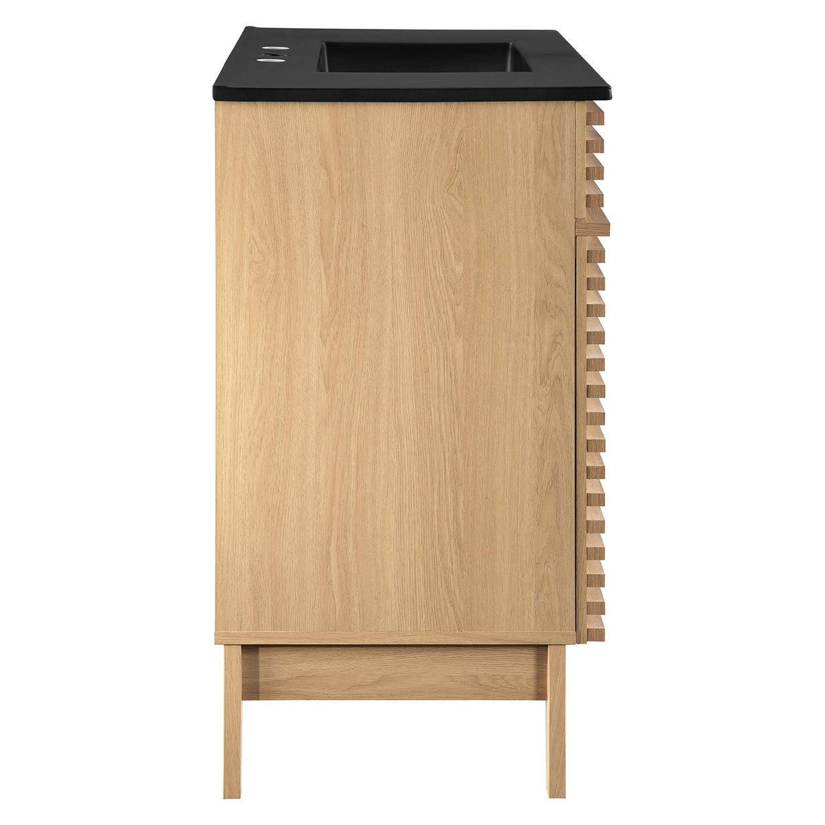 Render Bathroom Vanity by Modway, oak cabinet with black countertop and sink cutout, side slats on Tampa Home & Garden Store