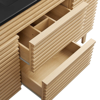 Render single sink bathroom vanity in light oak with slatted front drawers by HouseOfZazla on Tampa Home & Garden Store