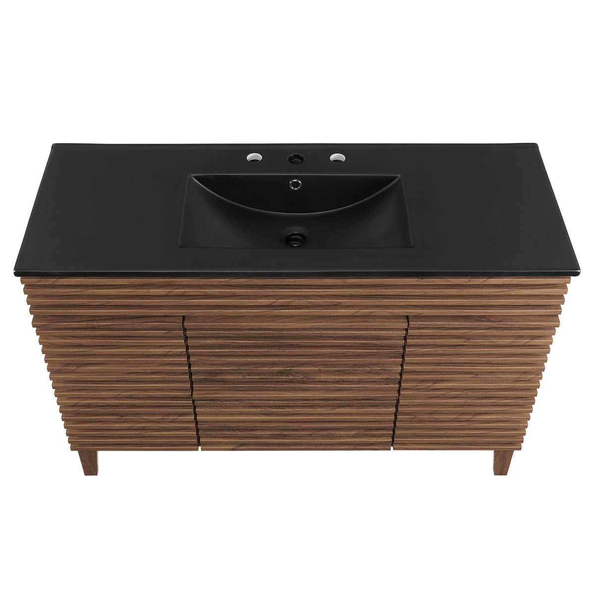 Render Single Sink Bathroom Vanity by Modway with black countertop and wood slatted base on Tampa Home & Garden Store