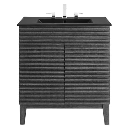 Render Bathroom Vanity by Modway dark charcoal wood with black countertop and chrome faucet on Tampa Home & Garden Store