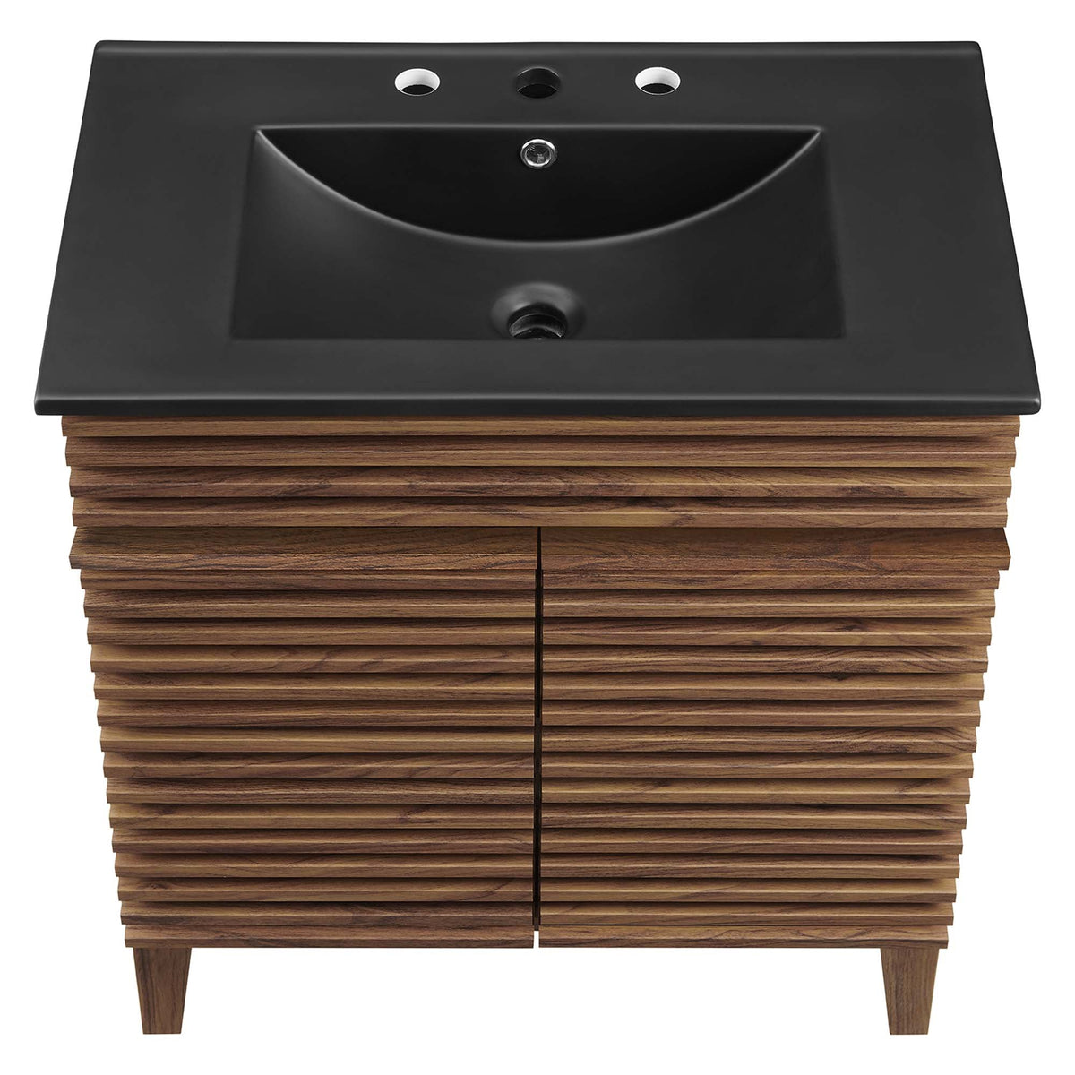 Render Bathroom Vanity by Modway, black countertop basin on wood slatted base HouseOfZazla on Tampa Home & Garden Store