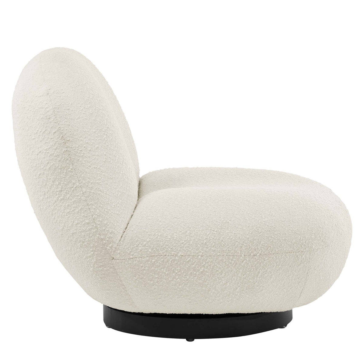 Kindred Boucle Upholstered Fabric Swivel Chair Modway, cream boucle fabric, black pedestal base on Tampa Home & Garden Store
