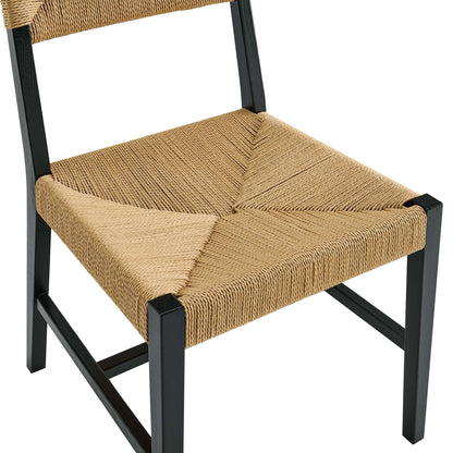 Bodie Wood Dining Chair by Modway with woven natural rattan seat on Tampa Home & Garden Store