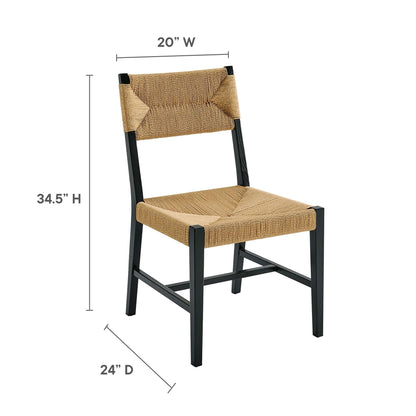 Bodie Wood Dining Chair with woven natural rope seat and back, black wooden legs on Tampa Home & Garden Store