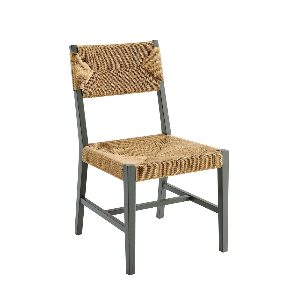 Bodie Wood Dining Chair by Modway with natural woven rattan seat and back, gray frame on Tampa Home & Garden Store