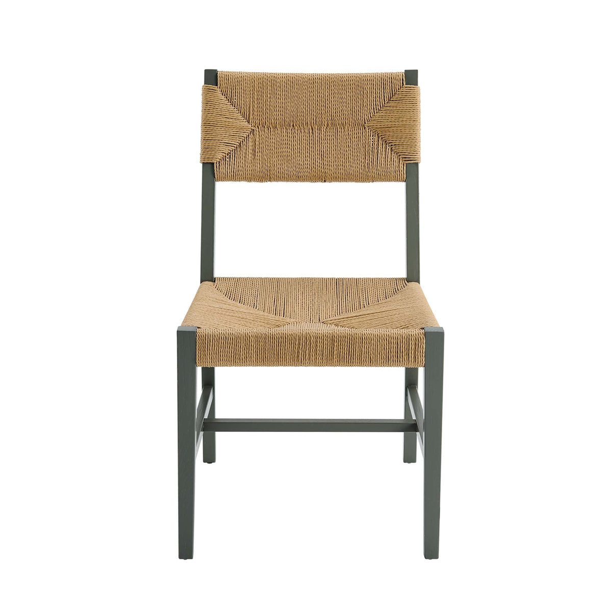 Bodie Wood Dining Chair by Modway with rope-wrapped natural tan seat and back, dark gray-green legs on Tampa Home & Garden Store