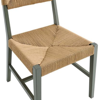 Bodie Wood Dining Chair by Modway, woven natural fiber seat on gray-green wood frame on Tampa Home & Garden Store