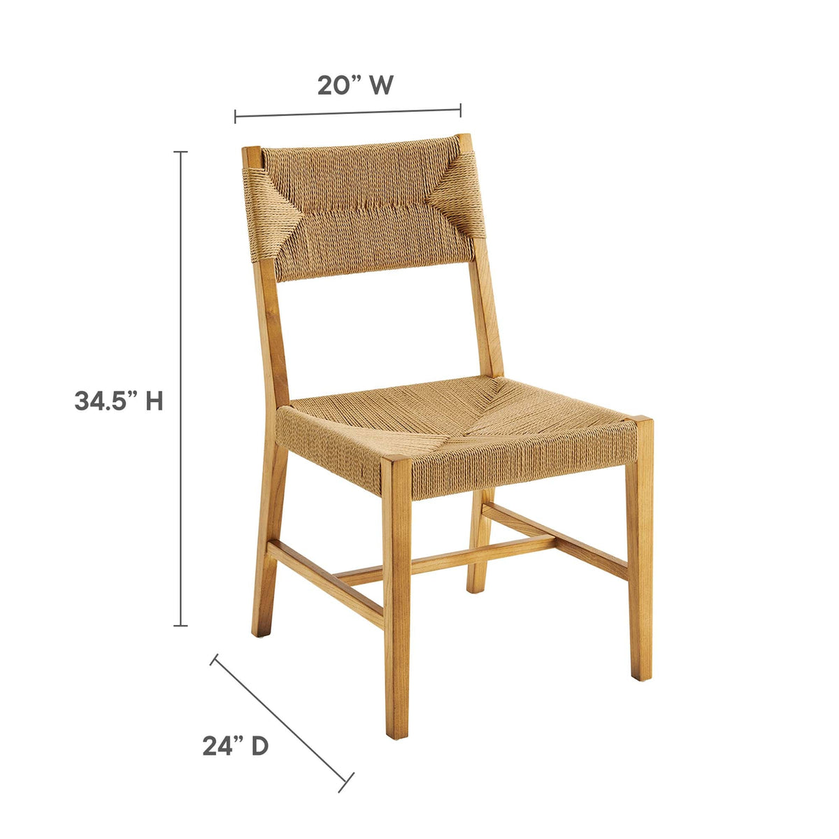 Bodie Wood Dining Chair by Modway, woven rattan seat/back, natural wood, HouseOfZazla on Tampa Home & Garden Store