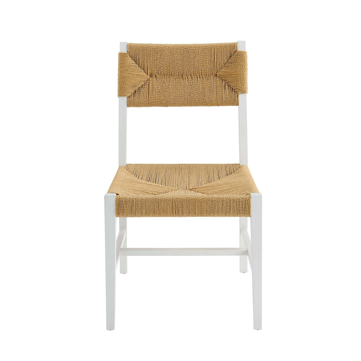 Bodie Wood Dining Chair by Modway, natural rope-woven seat and back with white frame on Tampa Home & Garden Store