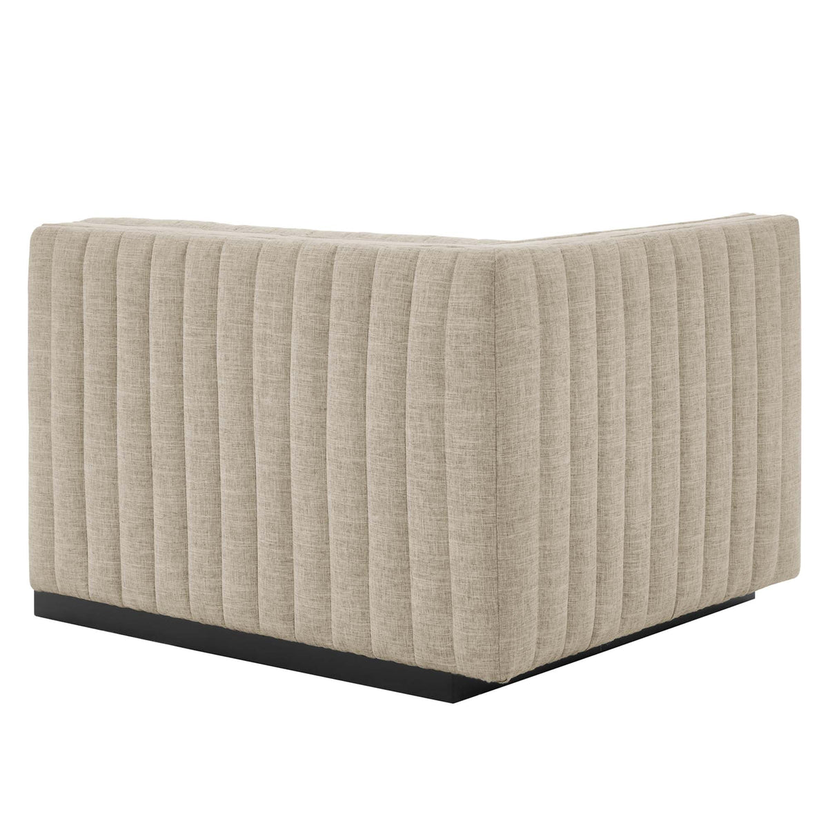 Conjure Channel Tufted Left-Arm Chair beige fabric with black base by HouseOfZazla on Tampa Home & Garden Store