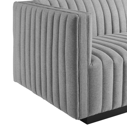 Conjure channel tufted left-arm chair in gray upholstered fabric by Modway on Tampa Home & Garden Store