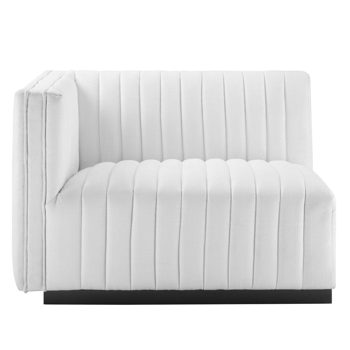 Conjure Channel Tufted Left-Arm Chair white upholstery channel tufting HouseOfZazla on Tampa Home & Garden Store