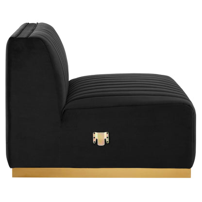 Conjure Channel Tufted Performance Velvet Armless Chair black with ribbed back on Tampa Home & Garden Store