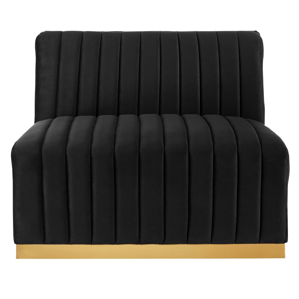 Conjure Channel Tufted Velvet Armless Chair in black with gold base by Modway on Tampa Home & Garden Store