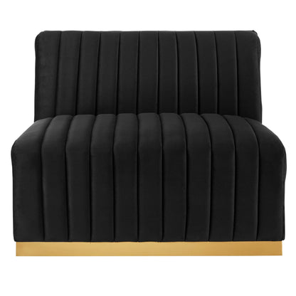 Conjure Channel Tufted Velvet Armless Chair in black with gold base by Modway on Tampa Home & Garden Store