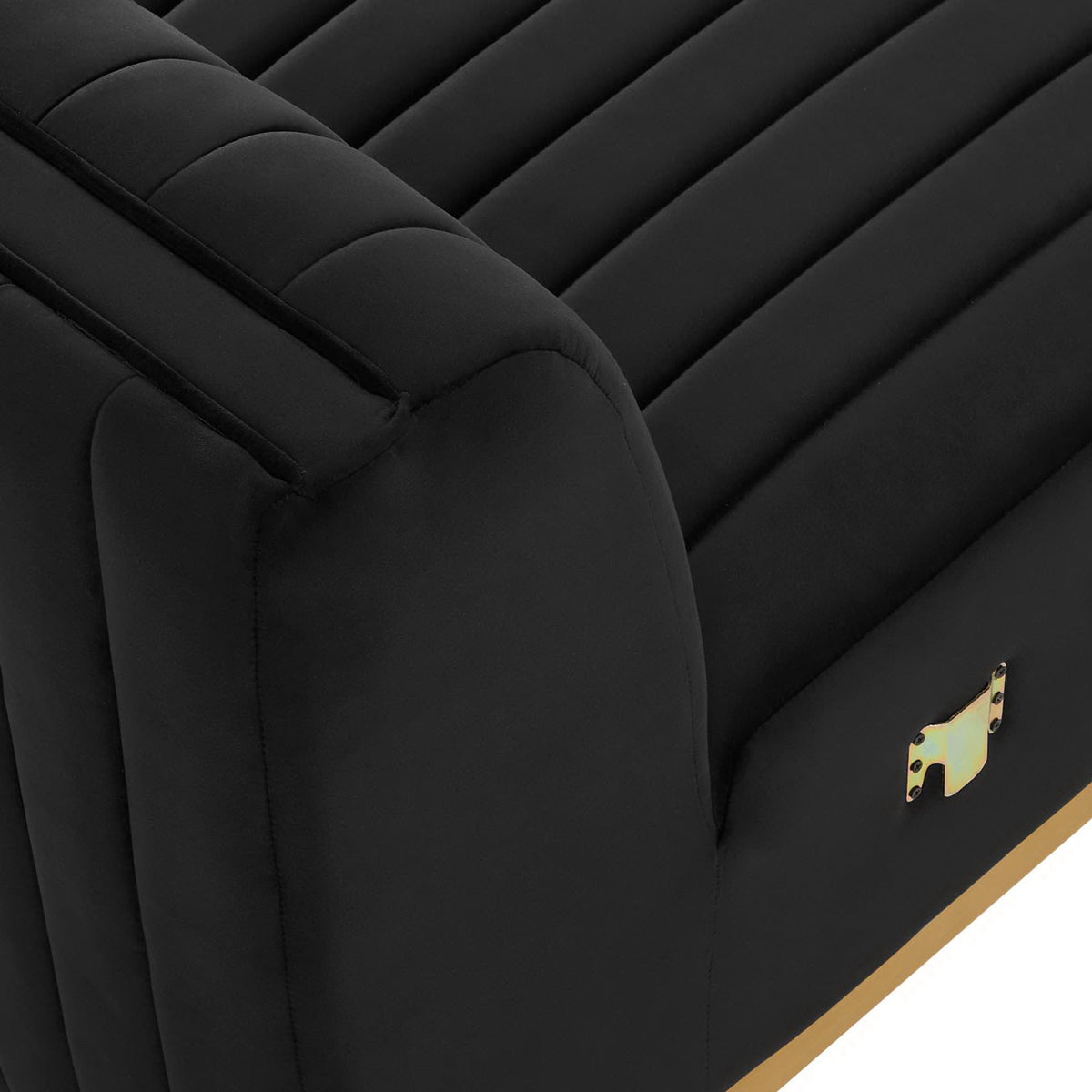 Conjure Channel Tufted Velvet Armless Chair by Modway in black with gold accent on Tampa Home & Garden Store