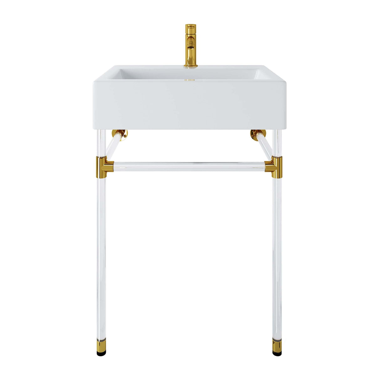 Redeem 24in acrylic wall-mount bathroom vanity with white basin and gold faucet on Tampa Home & Garden Store