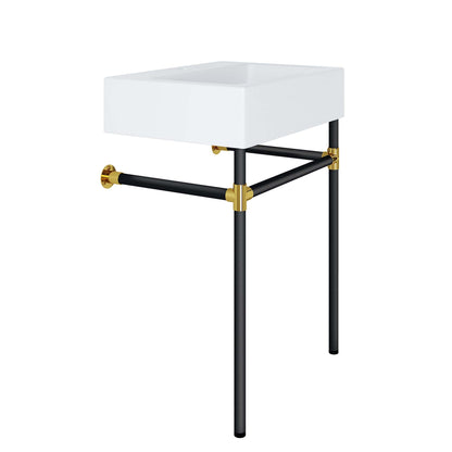 Bathroom vanity Redeem 24in wall-mount sink on black stainless frame with gold hardware on Tampa Home & Garden Store