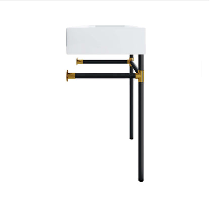 Redeem 24in wall-mount vanity in black stainless steel with white basin on Tampa Home & Garden Store