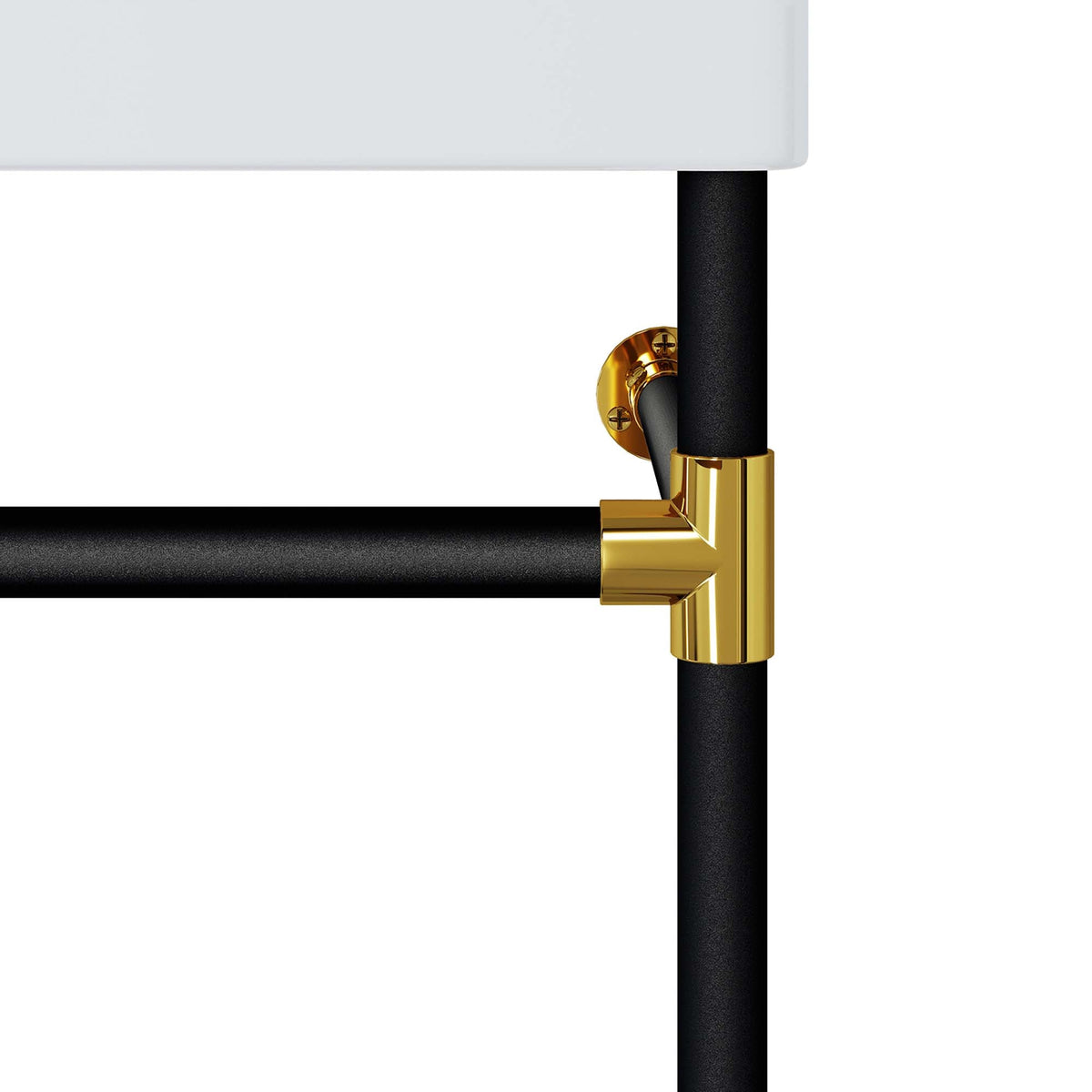 Redeem 24in wall-mount black stainless steel bathroom vanity leg with gold mounting hardware on Tampa Home & Garden Store
